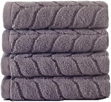 BAGNO MILANO Turkish Cotton Bath Towels, Hand Towels - Soft Plush Jacquard Collection - Highly Absorbent Towel Set (Grey, 6 pcs Towel Set)