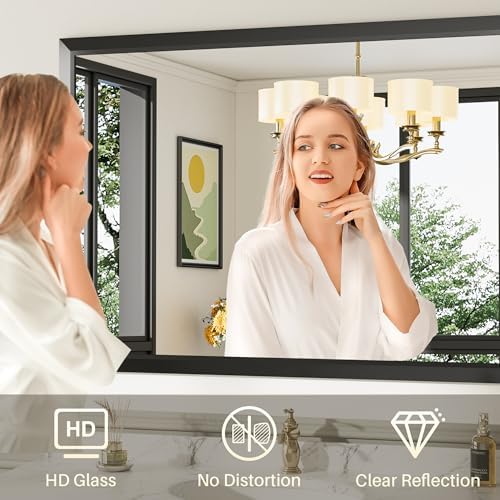 Briivue Black Metal Framed Bathroom Wall Mirror, 20x30 Inch