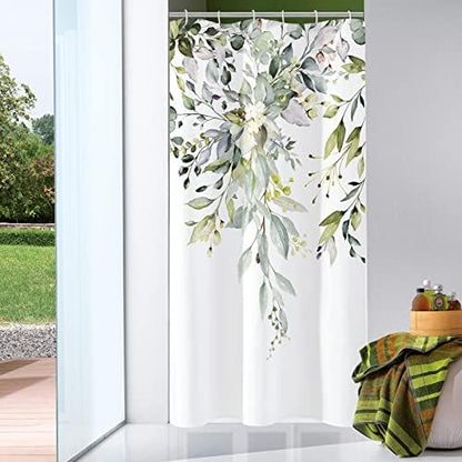 Gibelle Sage Green Eucalyptus Shower Curtain, Floral Print, 54x72