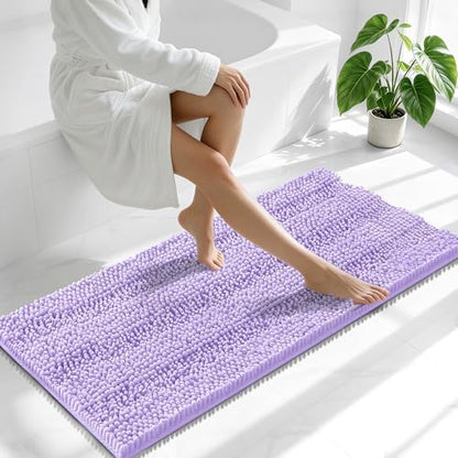 Smiry Thick Chenille Bathroom Runner Rugs 47x24, Soft Bath Mat, Lavender