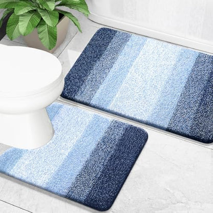 OLANLY Micorfiber Bathroom Rug Set 2 Piece, 30"x20"+U-Shaped 24"x20"