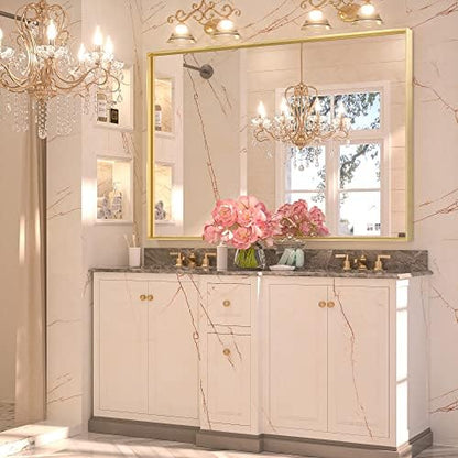 Keonjinn 40x30 Inch Gold Bathroom Mirror for Over Sink, Rectangular