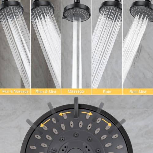 AISOSO High Pressure Rain Shower Head 2PCS 5 Modes 4.1" Oil Rubbed Bronze