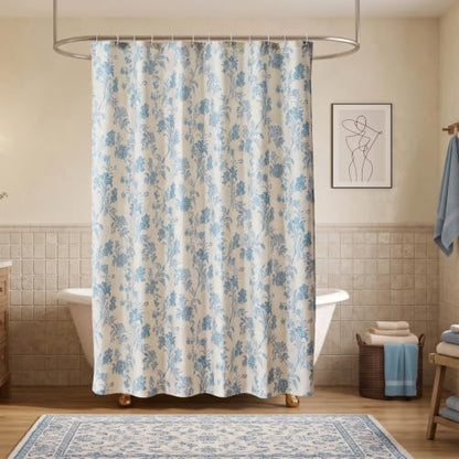 Warmstar Farmhouse Shower Curtain,Blue Floral Shower Curtain for Bathroom