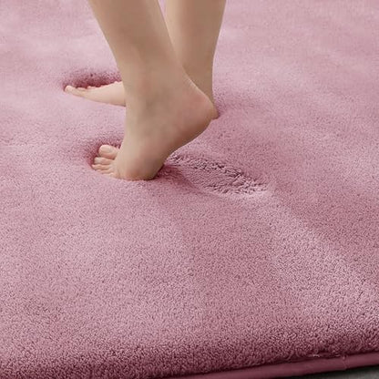 MINIDEAR Bathroom Rugs 36x24 Pink - Thick Memory Foam Bath Mat, Ultra Soft & Plush Fluffy, Non-Slip, Quick Dry, Absorbent Washable Floor Microfiber Mat for Tub, Home Decor Accessories