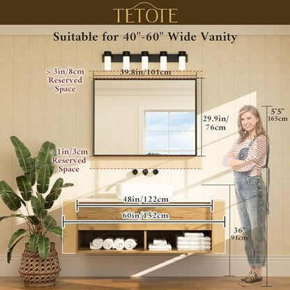 TETOTE Brushed Nickel Bathroom Mirror for Over Sink 40" x 30" Brushed Nickel Beveled Framed Rectangle Vanity Mirror for Bathroom, Bedroom, Entryway, Living Room, Tempered Glass, Stronger Frame