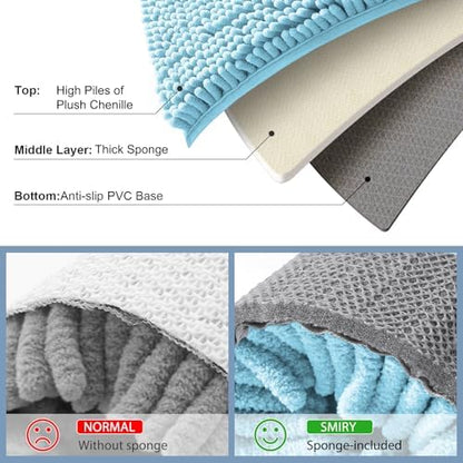 Smiry Bathroom Rugs 47X24, Luxury Chenille Extra Soft Absorbent Bath Mat