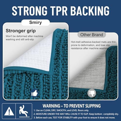 Smiry Bathroom Rugs 24X16, Extra Soft Rubber Backing Chenille Bath Mats