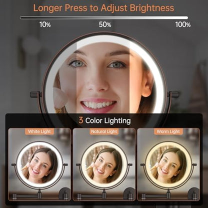 5000mAh Rechargeable Wall Mounted Lighted Makeup Mirror Double Sided 1X30X