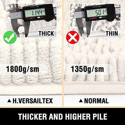 H.VERSAILTEX Bathroom Rugs Bath Mat Bath Rugs Bath Mats for Bathroom Non Slip Extra Thick Buncy Soft Chenille Bath Rug Fulffy Shag, Indoor Rug Carpet for Living Room (Ivory, Extra Large 24" x 36")