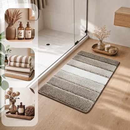 COSY HOMEER Bathroom Rugs 30x20,Ultra Soft Absorbent Bath Mat,Brown