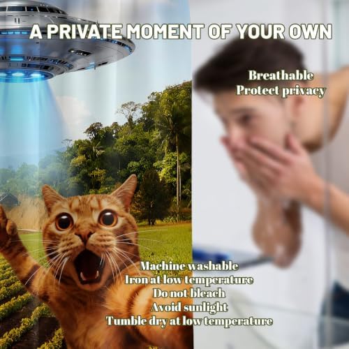 Extra Long Shower Curtain XL Funny Cat Novelty Men, 108 x 72 Inchs