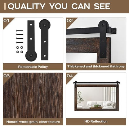 COGOOD Farmhouse Bathroom Mirrors for Over Sink - 30 x 41 Black Brown