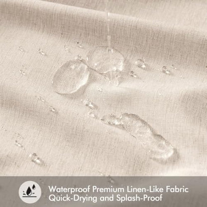 ANRODUO Beige Extra Long Linen Fabric Shower Curtain Set - W72xL108