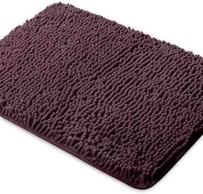 Yeaban Chenille Black Bathroom Rug 20"x32", Non-Slip Rubber Backing