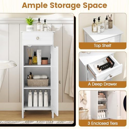 GIANTEX 34.5" Bathroom Cabinet with Drawer & Single Door (White)