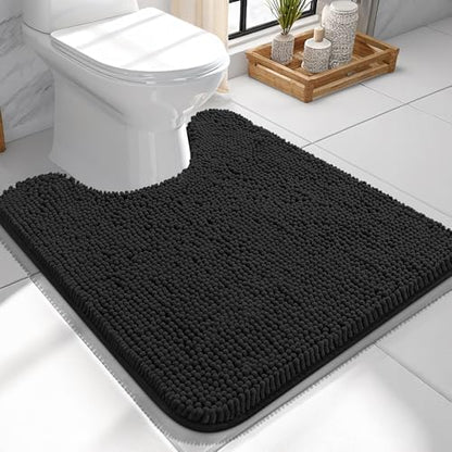 OLANLY Toilet Rugs U-Shaped 24x24, Soft Absorbent Chenille Contour Rugs