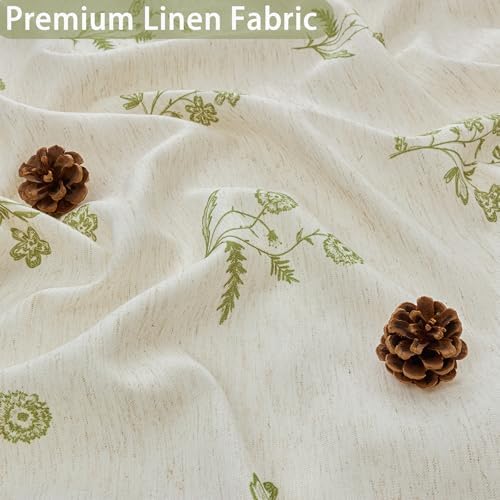 ORTIGIA Linen Shower Curtain 72 W x 84 L Farmhouse Vintage Sage Green Floral Long Shower Curtains Modern Boho Rustic Block Print Cottagecore Decor for Bathroom