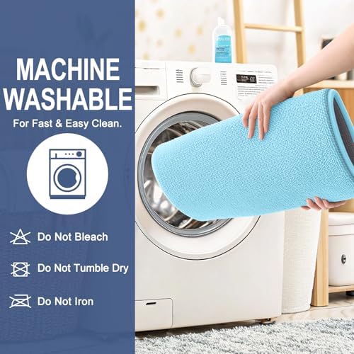 OLANLY Thick Memory Foam Bathroom Rugs 30x20, Absorbent Bath Mat, Sky Blue