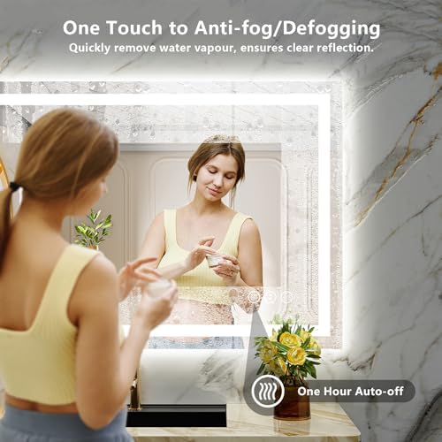 44x36 LED Bathroom Mirror with Lights, Lighted Vanity Mirror