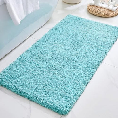 ILANGO Teal Bathroom Rugs 70" × 24" Non Slip & Super Absorbent Thick Soft, Washable Bath Carpet Runner for Floor, Microfiber Plush Shaggy Bath Mats with Rubber for Bedroom Bathtub Shower Room