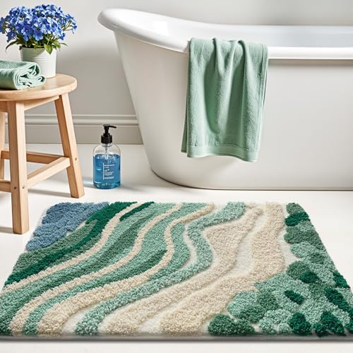LUMI Beach Bathroom Rug 20x32, Soft Absorbent Bath Mat, Non Slip