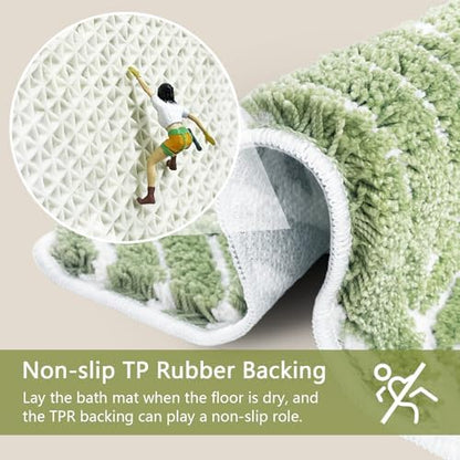Sage Green Bathroom Rugs - Small Bath Mats for Bathroom Non Slip Sage Green Decor Water Absorbent Bath Rugs for Sink Bathtub Leaf Green Rug 16" x 24"