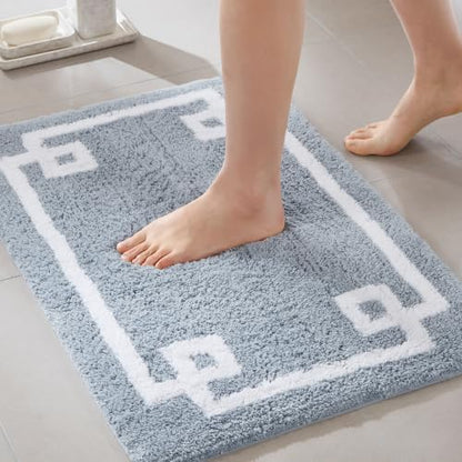 Madison Park Evan 100% Cotton Bath Rug Plush Absorbent, 24" x 40", Blue