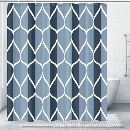 Gelbchu Geometric Shower Curtain for Bathroom, Aegean Blue, 72x84 Inch