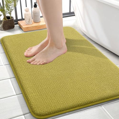 OLANLY Memory Foam Small Bathroom Rugs 24x16, Absorbent Mat, Deep Mustard