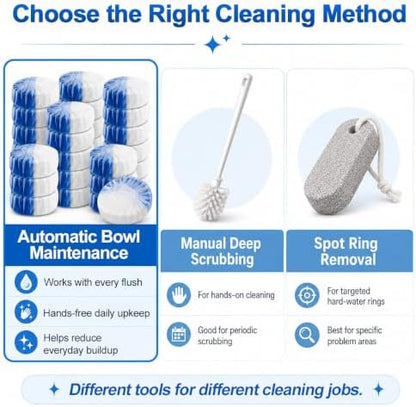 KIISIISO Ultra Clean Toilet Tablets White & Blue-60 PACK, Toilet Bowl Cleaners for Deodorizing & Descaling, Long-Lasting Toilet Bowl Cleaner with Sustained-Release Technology for Stubborn Stains