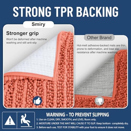 Smiry Bathroom Rugs 34X21, Extra Soft Rubber Backing Chenille Bath Mats