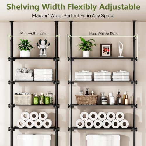 ALLZONE Tension Mount Over The Toilet Storage Shelf, No-Drill, Slim Design