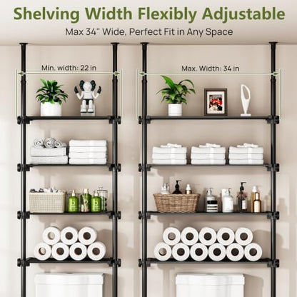 ALLZONE Tension Mount Over The Toilet Storage Shelf, No-Drill, Slim Design