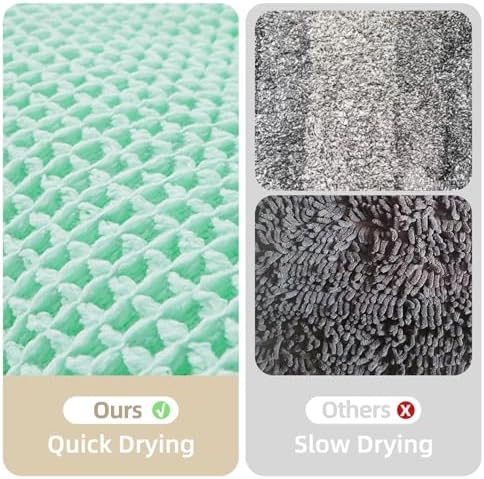 TYUU Waffle Runner Rug Bathroom, Long Boho Bath Mat, 60x24 Aqua Blue