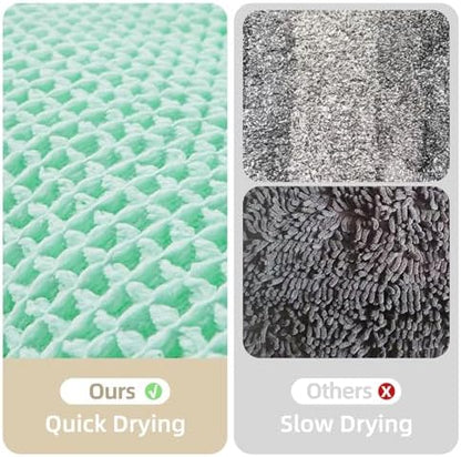TYUU Waffle Runner Rug Bathroom, Long Boho Bath Mat, 72x24 Aqua Blue