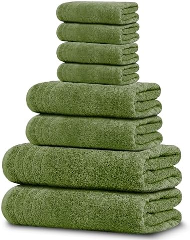Tens Towels 8 Piece Towel Set, 2 XL Bath, 2 Hand, 4 Washcloth, Green