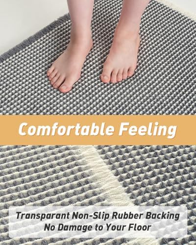 Upgraded Waffle Bath Mat Runner Absorbent Non Slip Bathroom Mat, 2' x 6'
