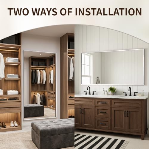 FICTOR Bathroom Vanity Mirror for Over Sink, 48" x 30", Silver