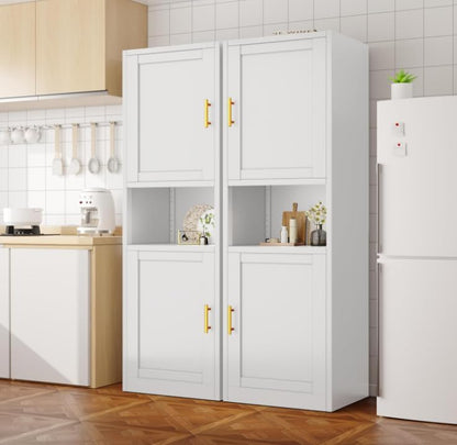 Tall Metal Narrow Bathroom Storage Cabinet 67" H, Tall White Pantry Cabinets with 4 Adjustable Shelves and 2 Doors for Kitchen, Home Office, Living Room, Dining Room(20 inches Wide)