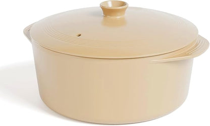 MAGNIFIQUE Slow Cooker, 4.5 Quart 8-in-1 Clay Pot Multi-Cooker, Non-Toxic Slow Cooker with Removable Clay Pot, for Rice, Pasta, Steam & Proof, Nonstick, Oven Safe Pot to 500°F, Brown