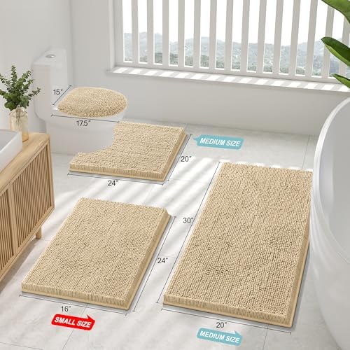 Smiry Bathroom Rugs 59X24, Luxury Chenille Extra Soft Absorbent Bath Mat