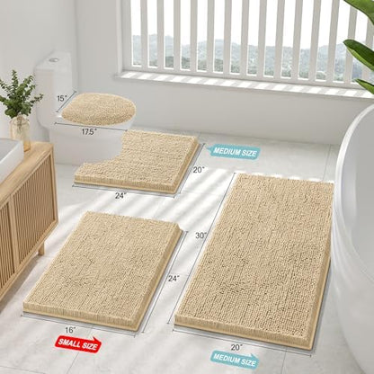 Smiry Bathroom Rugs 71X47, Luxury Chenille Extra Soft Absorbent Bath Mat