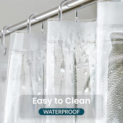 Titanker Short Shower Curtain Liner 72x65, Clear PEVA Shower Liner Lightweight Waterproof Shower Curtains for Bathroom with Magnets and Rustproof Grommet Holes