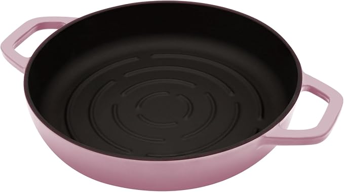 Flavehc Bread Oven Cast Iron Bread Dutch Oven with Cloche Lid for Bread Baking BerryPink Enameled Cast Iron Bread Oven with Dome Lid for Sourdough 5 qt