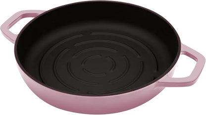 Flavehc Bread Oven Cast Iron Bread Dutch Oven with Cloche Lid for Bread Baking BerryPink Enameled Cast Iron Bread Oven with Dome Lid for Sourdough 5 qt