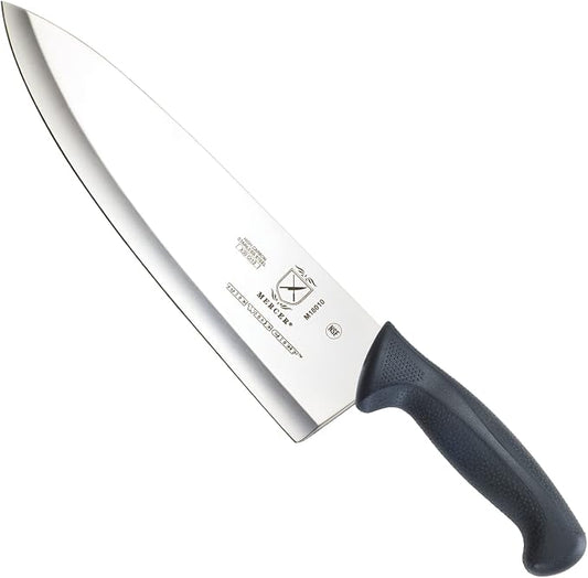 Mercer Culinary M18010 Millennia Black Handle, 10-Inch Wide Hollow Ground, Chef's Knife