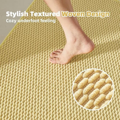 TYUU Bathroom Runner Rug, Long Bath Mat Washable Thin Quick Dry Low Pile Bathroom Runner Rugs 24 x 60 Non Slip, Yellow 24"x60"