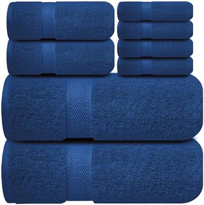 Infinitee Xclusives 100% Cotton Bath Towel Set – 8 Piece Bathroom Towel Set