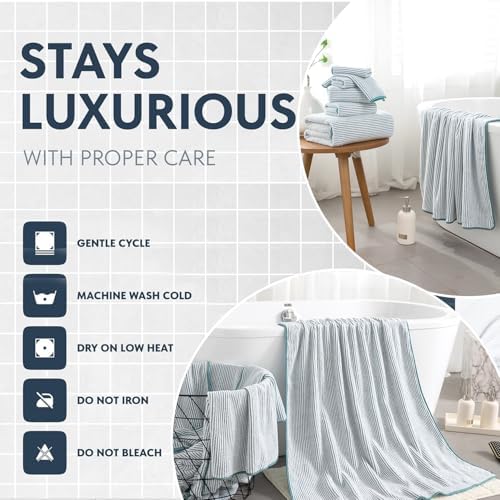 4 Piece Bath Towel Set 35"x70"Oversized Bath Towel for Bathroom Ultra Soft Fluffy Extra Large Bath Sheet Luxury Premium Bathroom Towel Highly Absorbent Quick Dry Shower Towel for Hotel Spa,Lake Blue